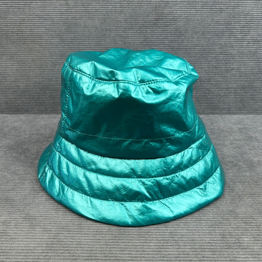 By Anthropologie Metallic Teal Green Quilted Puffer Bucket Hat Y2k RN66170